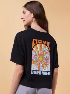 Enamor Graphic Printed Cotton Drop-Shoulder Sleeves Boxy Lounge T-shirt