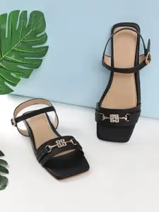 Truffle Collection Buckle Detailed Open Toe Flats