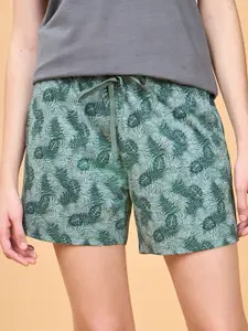 Enamor Women Printed Mid-Rise Cotton Lounge Shorts