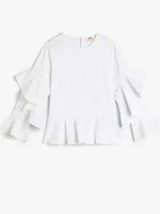 Koton Girls Round Neck Cotton Peplum Top