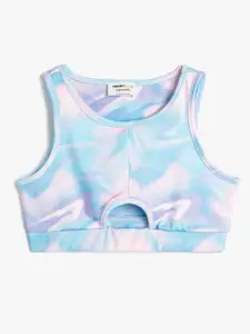 Koton Girls Print Round Neck Blouson Crop Top