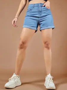 DOLCE CRUDO Women Mid-Rise Denim Shorts
