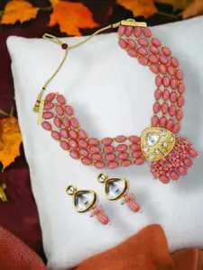 Anouk Gold-Plated Multistranded Necklace With Earring Set
