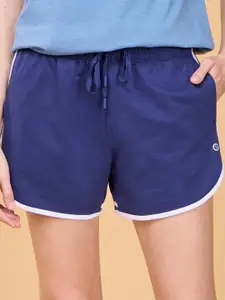 Enamor E702 Women Contrast Binding Mid-Rise Lounge Shorts