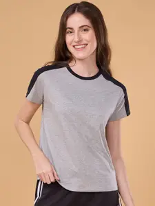 Enamor E306 Colourblocked Cut & Sew Detailed Lounge T-shirt