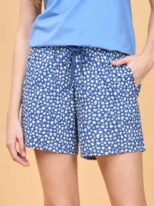 Enamor Spring Summer 24 Women Relaxed Fit Conversational Printed Cotton Lounge Shorts