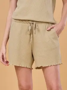 Enamor Spring Summer 24 Women Textured Self Design Lounge Shorts