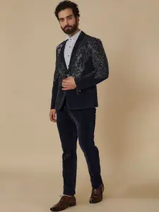 sven suits Men Self Designed Shawl Collar Single Breasted Blazers