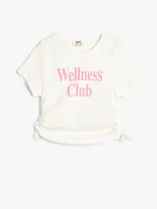 Koton Girls Typography Printed Round Neck T-shirt