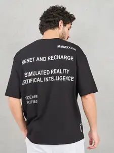 Styli Back Slogan Print Drop Shoulder Oversized T-shirt