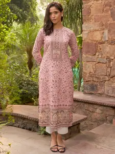 Libas Ethnic Motifs Printed Keyhole Neck Crepe Kurta