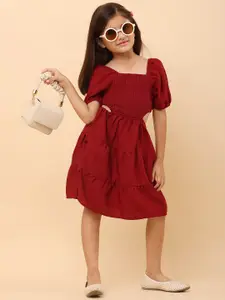 BAESD Girls Puff Sleeve Fit & Flare Dress