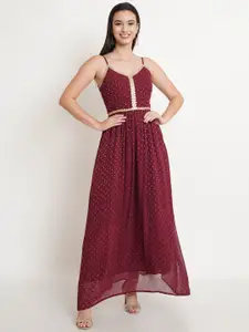 Purple State Self Design Shoulder Straps Maxi Dress