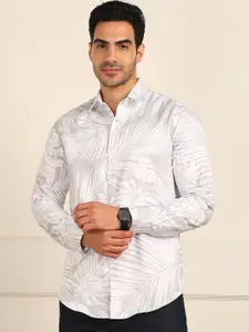 FUBAR Slim Fit Tropical Printed Spread Collar Long Sleeves Casual Shirt