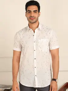 FUBAR Men Slim Fit Floral Printed Spread Collar Cotton Casual Shirt