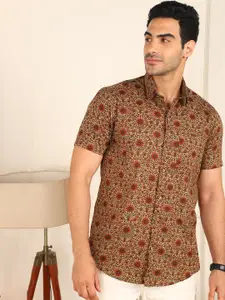 FUBAR Slim Fit Floral Printed Spread Collar Casual Shirt