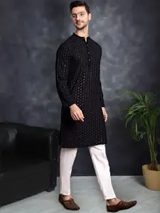Anouk Men Embroidered Regular Sequinned Kurta with Pyjamas