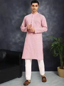 Anouk Men Embroidered Regular Chikankari Kurta with Pyjamas