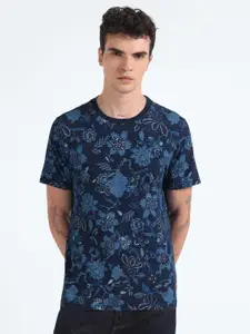 Flying Machine Floral Printed Round Neck Pure Cotton T-shirt