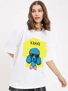JUNEBERRY Graphic Printed Drop-Shoulder Oversized Pure Cotton T-shirt