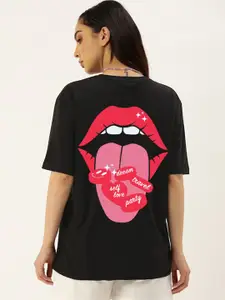 JUNEBERRY Graphic Printed Drop-Shoulder Oversized Pure Cotton T-shirt