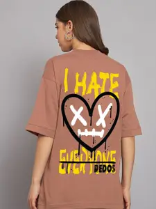 JUNEBERRY Graphic Printed Drop-Shoulder Oversized Pure Cotton T-shirt