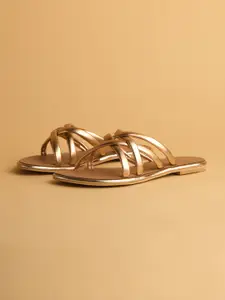 ERIDANI Defny Metallic Strappy Flats