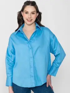 Lounge Dreams Relaxed Cotton Spread Collar Oversized Curved Casual Shirt