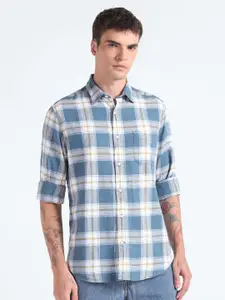 Flying Machine Slim Fit Tartan Checked Pure Cotton Casual Shirt