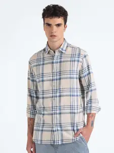 Flying Machine Slim Fit Tartan Checks Twill Pure Cotton Casual Shirt