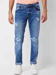 SPYKAR Men Skinny Fit Low-Rise Mildly Distressed Heavy Fade Jeans