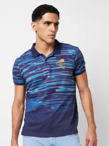 SPYKAR Variegated Stripes Polo Collar Slim Fit Cotton T-shirt
