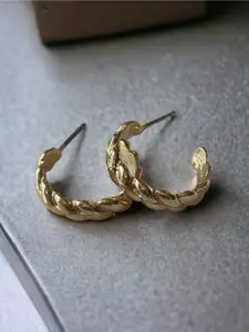 ISHKAARA Gold-Plated Circular Half Hoop Earrings