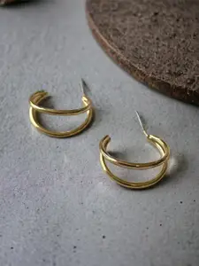 ISHKAARA Gold-Plated Circular Half Hoop Earrings