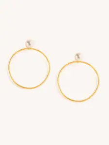 Mabel Gold-Plated Pearl Beaded Circular Hoop Earrings