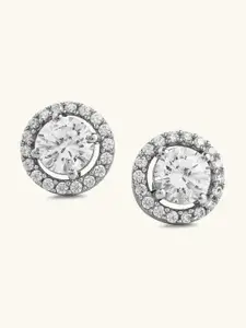 Mabel Rhodium-Plated Contemporary Cubic Zirconia Studs Earrings