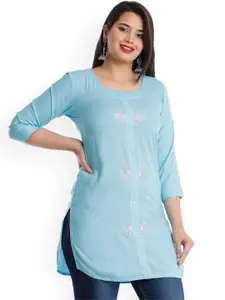 HIGHLIGHT FASHION EXPORT Ethnic Motifs Embroidered Beads and Stones A-Line Kurta