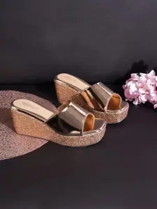 Truffle Collection Embellished Wedge Sandals with Buckles