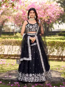 flaher Embroidered Thread Work Ready to Wear Lehenga & Blouse With Dupatta