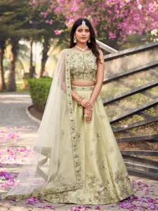 flaher Embroidered Thread Work Ready to Wear Lehenga & Blouse With Dupatta
