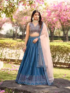 flaher Embroidered Thread Work Ready to Wear Lehenga & Blouse With Dupatta
