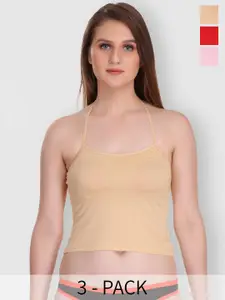 SELFCARE Pack of 3 Halter Neck Cotton Camisoles