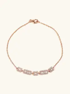 Mabel Women Sterling Silver Cubic Zirconia Rose Gold-Plated Link Bracelet