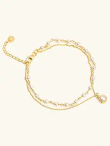 Mabel Women Sterling Silver Pearls Gold-Plated Link Bracelet