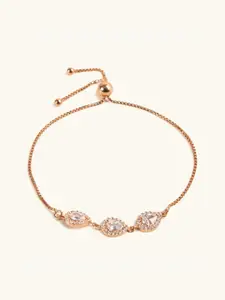 Mabel Women Sterling Silver Cubic Zirconia Rose Gold-Plated Charm Bracelet