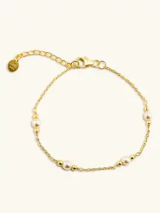 Mabel Women Sterling Silver Pearls Gold-Plated Link Bracelet