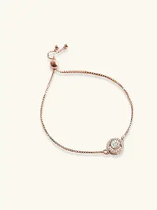 Mabel Women Sterling Silver Cubic Zirconia Tribal Rose Gold-Plated Charm Bracelet