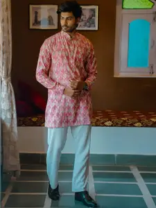 Be Desi Men Ethnic Motifs Printed Thread Work Kurta