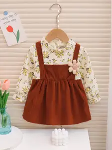 INCLUD Floral Printed Cotton Flared Pinafore Dress