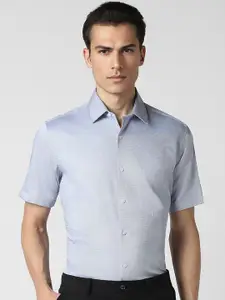 Van Heusen Opaque Spread Collar Short Sleeves Formal Cotton Shirt